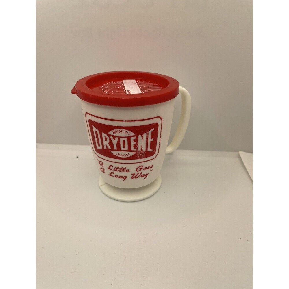 RARE VINTAGE DRYDENE MOTOR OIL Plastic Cup With Lid. Made In USA